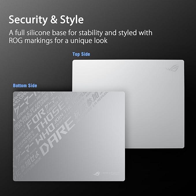 ASUS ROG Moonstone Ace L Glass Gaming Mouse Pad – 19.7” x 15.7”, Ultra-Smooth Matte Tempered Glass for Quiet Ultrafast Glides, Impact/Scratch Resistant, Easy to Clean, Anti-Slip Silicone Base - White