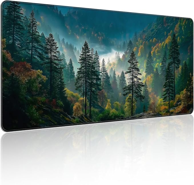 35.4 x 15.7 in, XXL Large Mouse Pad for Desk, Extended Keyboard Mouse Mat for Computer Office, Big Mouse pad with Stitched Edges, Gaming Pc-Mountains and Woods