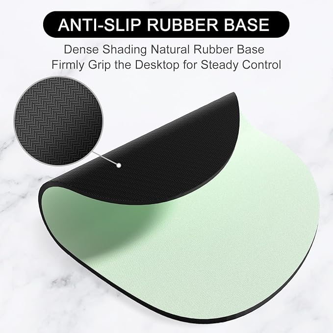 Hsurbtra Mouse Pad, Premium-Textured Small Oval Mousepad 8.7 x 7.1 Inch Green, Thick 3 mm Anti-Slip Waterproof Rubber Pretty Cute Computer Mat for Office Home Gaming Laptop Men Women Kids