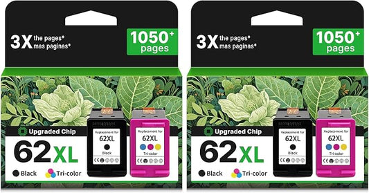 62XL Ink Cartridges Black Color Replacement for HP 62 XL to 7640 5540 7645 (Pack of 2)