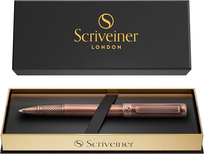 Scriveiner Copper Rollerball Pen - Stunning Luxury Pen, Schmidt Ink Refill, Best Roller Ball Gift Set for Men & Women, Professional, Executive Office, Nice Pens