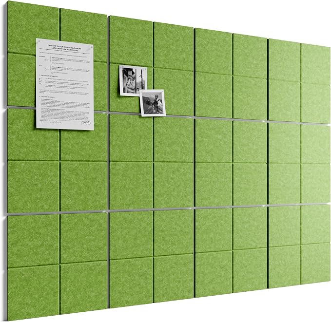 Bumusty 48" x 36" Large Cork Board Alternative, Kelly Green | 12-Pack Felt Bulletin Board Tiles, 60 Adhesive Tabs, 30 Pushpins, Home, Office, Classroom, Vision Board