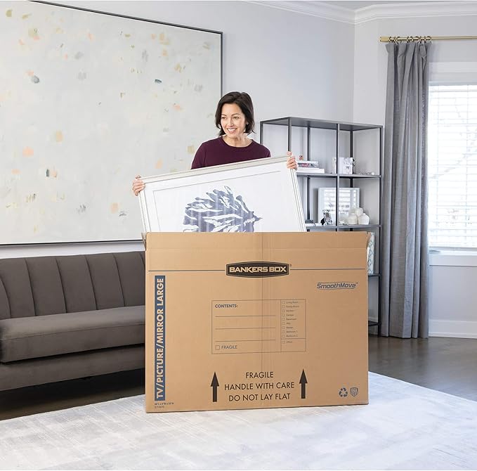 Bankers Box Large, Up to 55" TV/Picture/Mirror, Moving Box 4 Pack, 48-In x 4-In x 33-In (7711301)