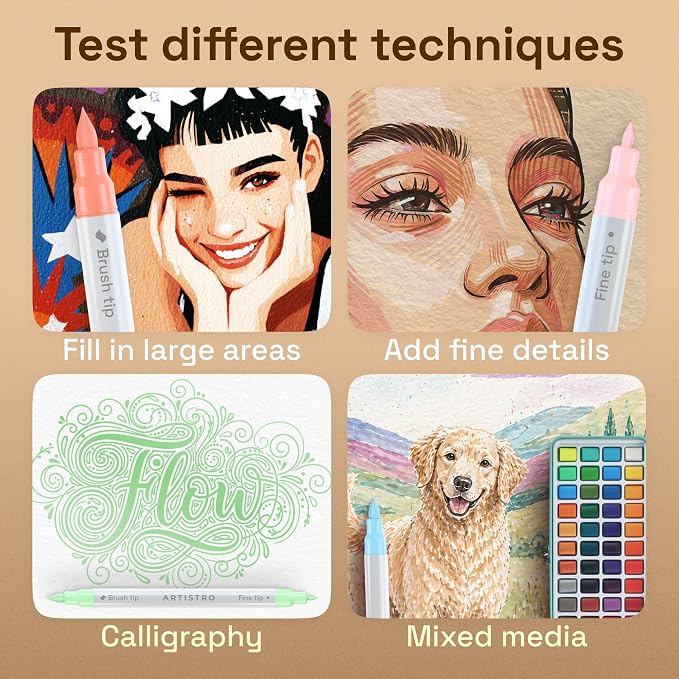 ARTISTRO 12 Pastel Dual-Tip Acrylic Paint Marker Pens for Drawing | For Fabric, Rock, Glass, Wood, & Molds, Arts & Crafts Gift for Adults, Teens, & Kids, Classroom Must Haves & School Supplies