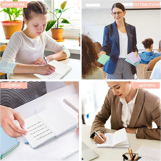 feela 3 Pack Pocket Small Notebook Journals, Mini Cute Hardcover College Ruled Notepad Women Office Supplies, with 3 Black Pens, 3.5”x 5.5”, A6, Pastel Colors, Light Blue, Light Purple, Light Green | College Ruled, Hardback Small Journal Bulk for Work,...