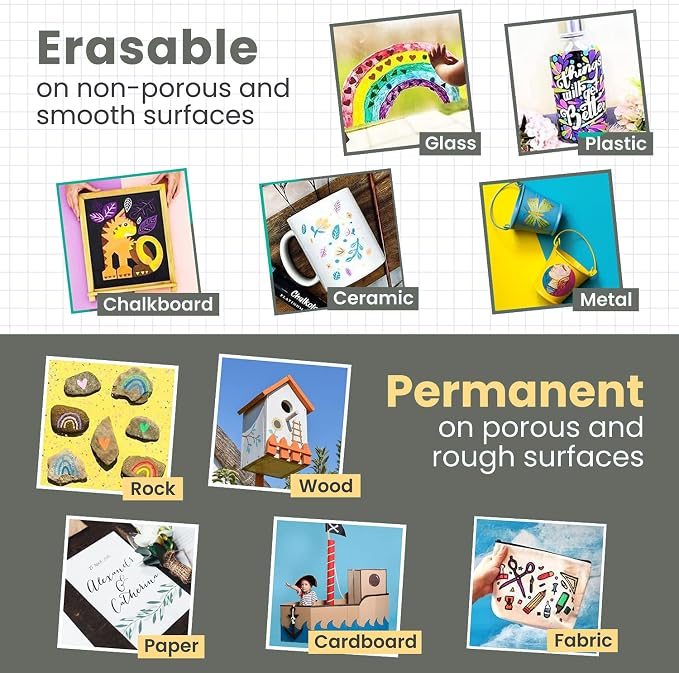 15mm 8 Metallic Window Chalk Markers Washable For Cars - Liquid Chalk Pens | Erasable Chalkboard Markers for Blackboard, Glass, Restaurant, Wedding, Bistro Menu - Wet Wipe Erasable - 15mm Jumbo Nib