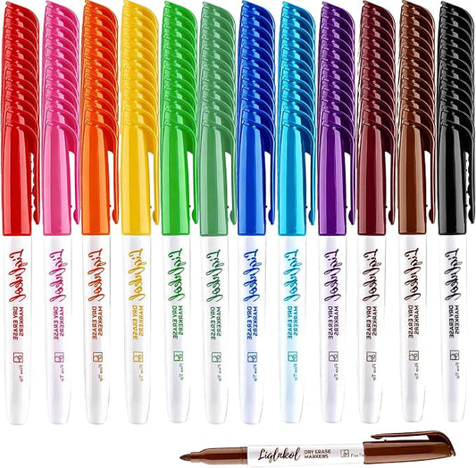 Dry Erase Markers with 12 Colors Fine Tip,144 Pack Bulk Set | Whiteboard Markers for Home, Office Supplies