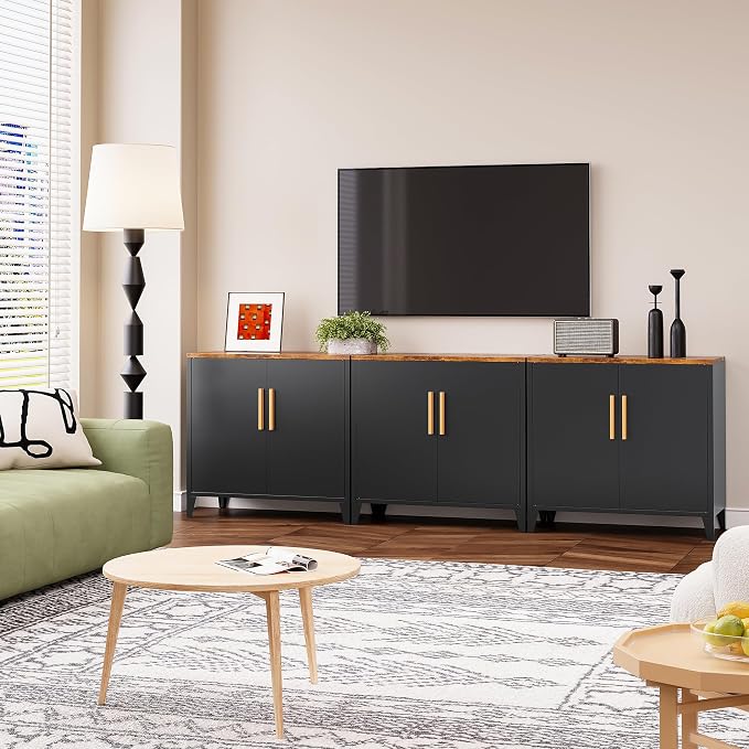 Black Storage Cabinet with Doors and Shelves,30 inch Pantry Cabinet Sideboard with Leg,Small Accent Cabinets with Storage,Side Floor Cabinets for Home,Kitchen,Coffee Bar,Dining/Living Room