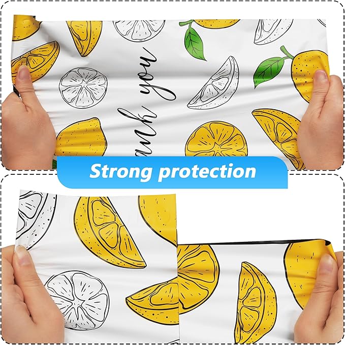 Thank You Poly Mailer 10x13 Inch 25 Pcs, Waterproof and Tear-Resistant Shipping Bags for Clothing, Strong Mailing Bags with Self-Seal, Cute Packaging Bags for Small Business - Lemon