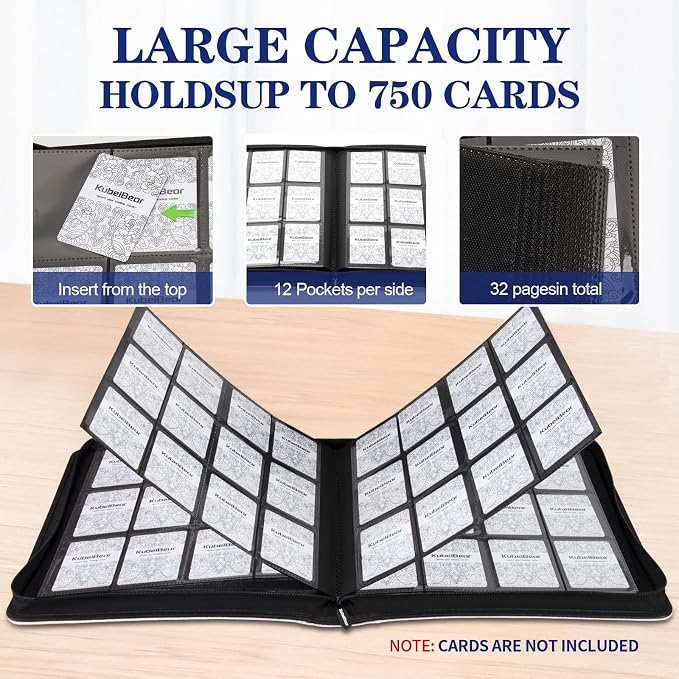 Card Binder – 720 Capacity, Zippered Trading Card Holder for MTG, Sports & Collectible Cards – Acid-Free, Durable & Travel-Friendly Storage (Blue dots, 12 Pocket)