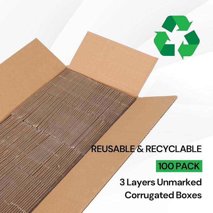 Rempry 100 Pack 4x4x2 Shipping Boxes Brown, Small Corrugated Cardboard Box for Mailing, Packaging Small Business, Kraft Mailer Gift Boxes