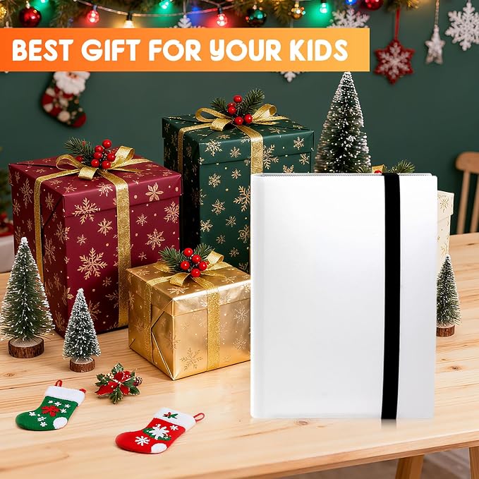 Trading Card Binder 9 Pocket, 360 Card Waterproof Folder with Side Loading Sleeves, Sturdy Card Collection Album for MTG, TCG, Game Cards & Sports Cards (1, White)