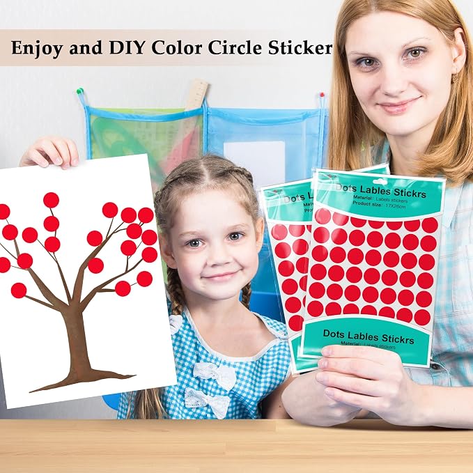 PARLAIM 3/4 Inch Coding Circle Sticker Labels,Pack of 1050 Round Color Code Dot Labels Stickers for Home Office Marking,Organizing (Red)