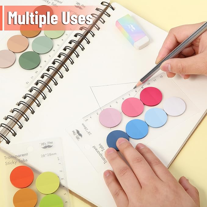 Mr. Pen- Transparent Sticky Note Set, 1120Sheets, Colorful, Round Transparent Sticky Notes Set