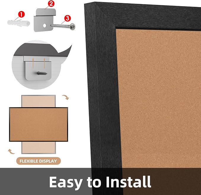 Extra Large Cork Bulletin Board 96" X 48", Black Wood Framed 8'x4' Corkboard for Wall, Wall Mounted Notice Pin Board with 18 Push Pins for School, Home & Office