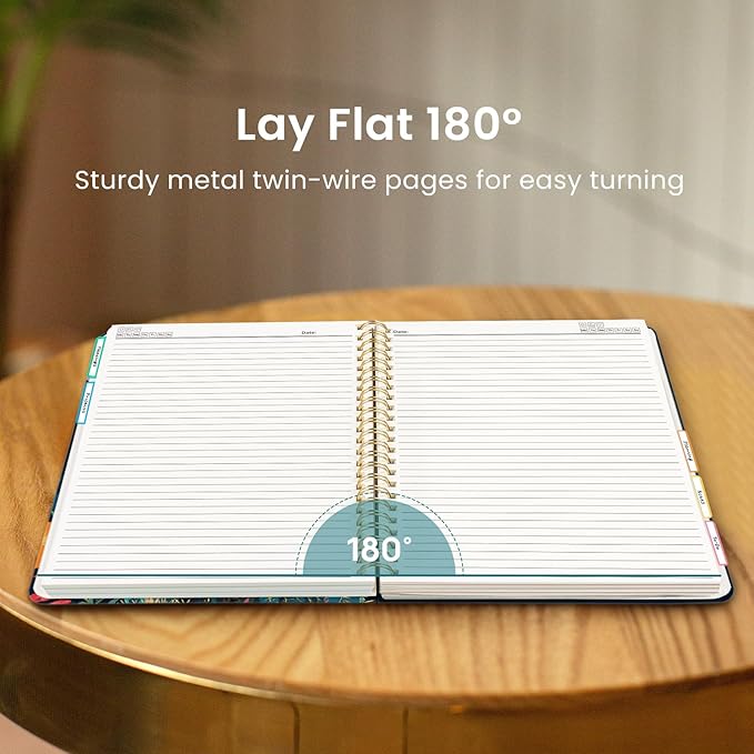Large Spiral Lined Notebooks for Work with Removable Dividers & Tabs, 8.5"x11" Pretty Hardcover 5 Subject Notebook Journal for Women, College Ruled, Perfect for Study & Office Organization, 280 Pages,Cactus Garden