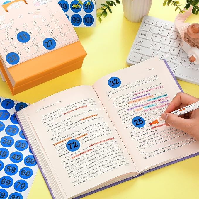 Clabby 700 Pcs Number Stickers 1-100 Consecutive 1 Inch Round,Blue | Self Adhesive Vinyl Labels for Inventory, Storage Bins, Office Filing, Warehouse Management, Color Coded Organization