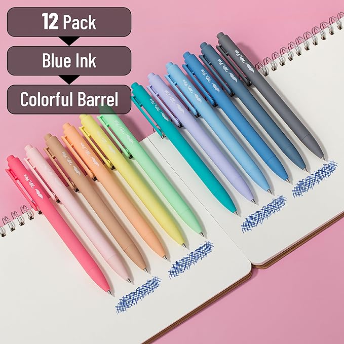 Mr. Pen- Retractable Gel Pens, 12 Pack, Fast Dry, Gel Pens Fine Point 0.7mm, Retractable Pens, Cute Pens