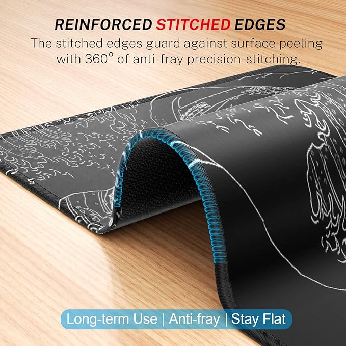 MROCO Mouse Pad 3-Pack [30% Larger] with Anti-Fray Stitched Edges, Premium Waterproof Surface, Non-Slip Rubber Base, Computer & Gaming Mouse Mat for Laptop, Office & Home, 8.5 x 11 in, Kanagawa Wave