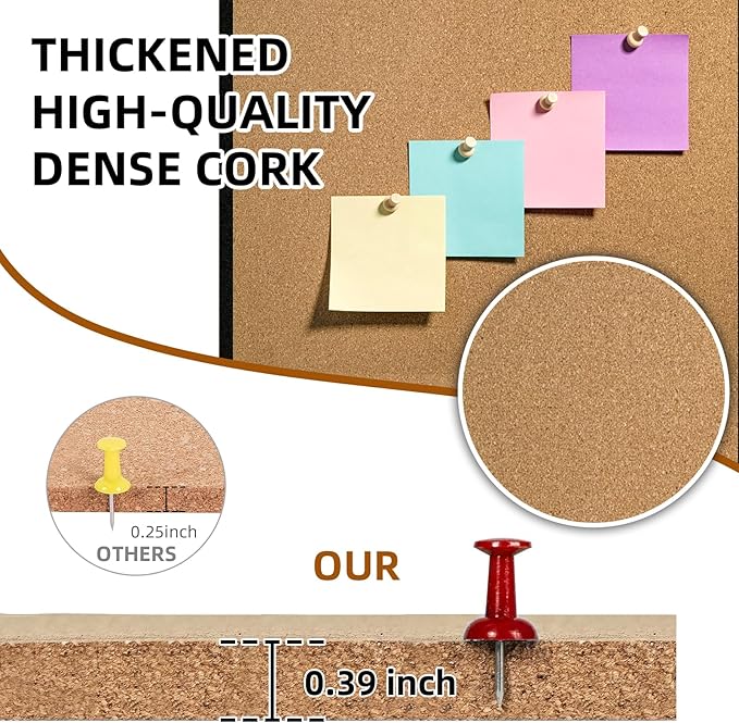 24” x 36” Cork Boards for Walls with Black Wooden Frame 1pack, Double Sided Office Board for Wall Organizer, Bulletins Board Decorative Hanging Pin Board for School, Home & Office, Notice Board
