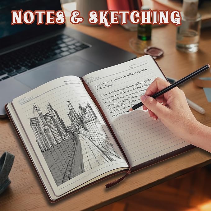 2026 Leather Vintage Journal Notebook,300 Pages,Leather Softcover Lined Journal Notebooks for Women Men,Notebook Journals for Writing Travel,Business,Office,7.1'' X 9.8''