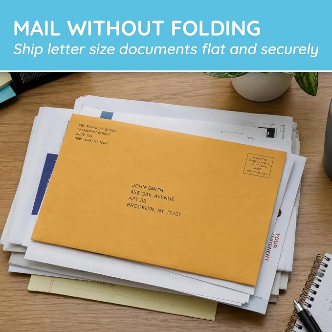 Blue Summit Supplies 100 10" x 13" Kraft Clasp Envelopes, Gummed Seal | 28lb brown kraft, clasp and gummed, reusable, for mailing catalogs, magazines, documents, large papers