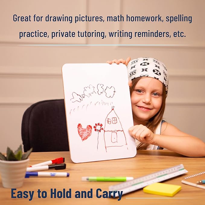 Mr. Pen- Small Dry Erase Lapboard, 9x12 Inches, 3 Markers, Double Sided Mini Dry Erase Board for Kids, Small Whiteboard Portable for Kids, Students and Classroom Use