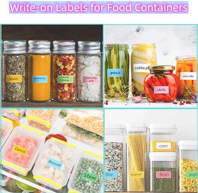 Assorted Colors Waterproof Removable Labels with Pen Adhesive Name Stickers | 310Pcs Nametags for Water Bottles,Baby Daycare,Kids School Supplies,Home Office Organization