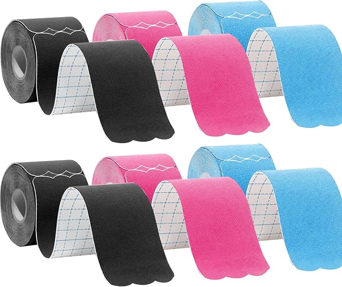 Kinesiology Tape Pro Athletic Sports Waterproof Breathable Latex Free Tape for Ankle Wrists Knees Elastic Running Tennis Swimming Football Sports Activities Tapes (6 Pack, Mixed Color)