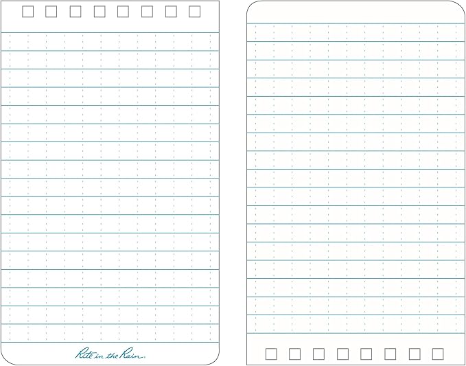 Rite in the Rain Weatherproof Top Spiral Notebook, 3" x 5", Yellow Cover, Universal Pattern, 6 Pack (No. 135L6)