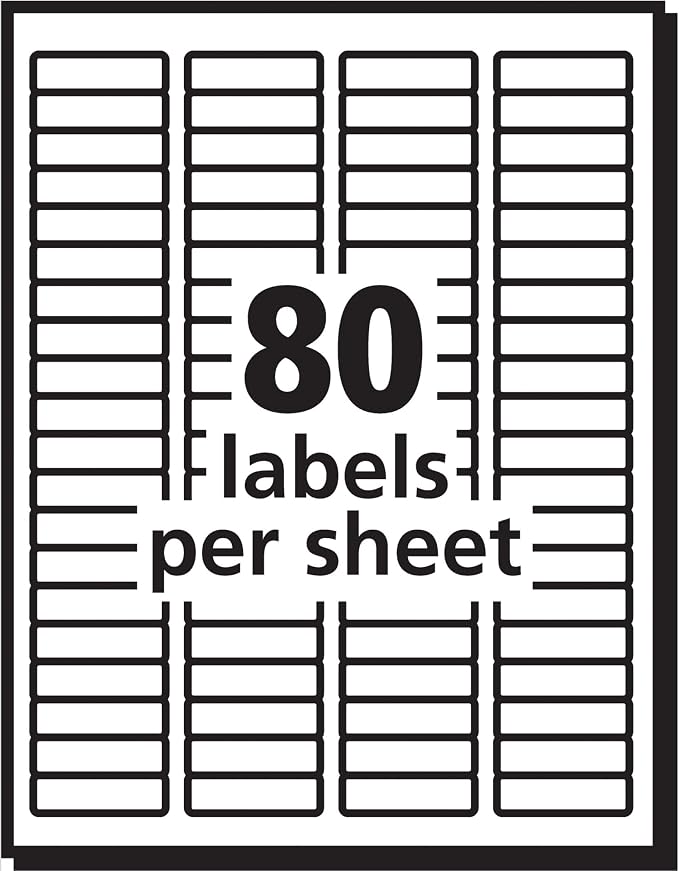 Avery Printable Return Address Labels with Sure Feed, 0.5" x 1.75", White, 8,000 Blank Mailing Labels (05167) (Pack of 5)