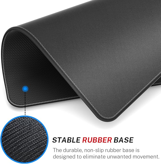 MROCO 3-Pack Mouse Pads, 30% Larger Surface, 8.5 x 11 in, Black | Anti-Fray Stitched Edges, Premium Waterproof Surface, Non-Slip Rubber Base, 3-Pack Value Set, Office & Home Use