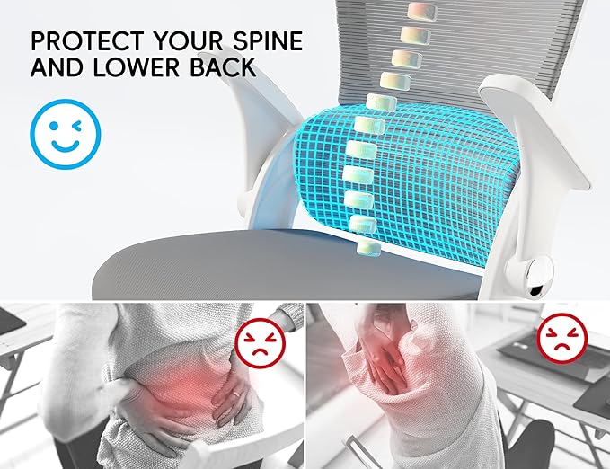 TRALT Office Chair - Ergonomic Desk Chair with Headrest Support for Adults | Home Office Desk Chair with Lumbar Support - Ergonomic Mesh Chairs 330 lb Wide Seat with Headrest, Comfy Desk Chair(Grey)