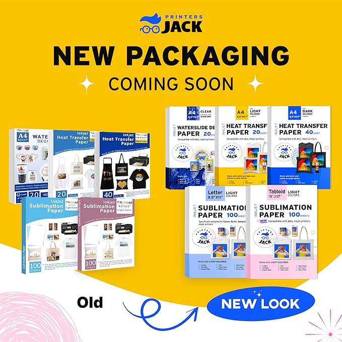 Printers Jack Sublimation Paper 100 Sheets 11" x 17" 120 gsm for Any Epson Sawgrass Inkjet Printer with Sublimation Ink for T-shirt, Ceramic, Mouse Pad, Towel, DIY Unique Gifts