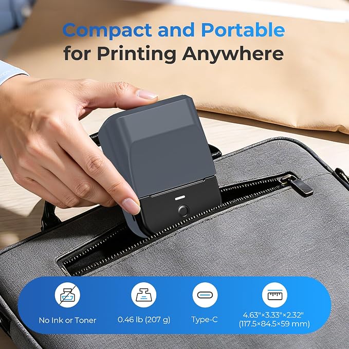 PM240 Label Maker Machine with Tape, Label Printer Blue, Set 1 | 2'' Bluetooth Thermal Sticker Label Maker for Small Business, School Supplies, Classroom, Home Office with Multiple Templates