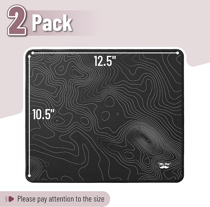 Mr. Pen- Mouse Pad, 12.5"x 10.5", 2 Pack, Black Pattern | Laptop and Computer Mouse Pad Gaming, Anti-Slip Rubber Base