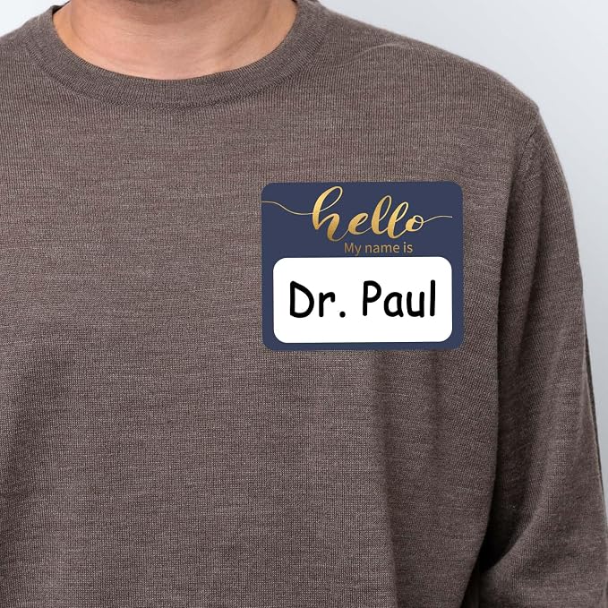Name Tag Stickers, 240 Pcs Hello My Name is Stickers, (3" x 2.5") Gold Foil Adhesive Nametags Name Labels Sticker for School Classroom, Meeting, Conferences, Clothes, Office & Christmas