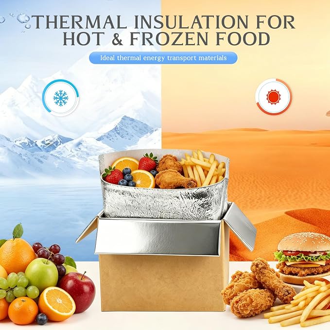 Convivium 4 Pack Insulated Shipping Boxes with Aluminum Foil Liner & 4 Foil Bags, Thermal Cooler Mailing Boxes for Hot & Frozen Food Delivery (4, 8 * 5 * 6 inches)