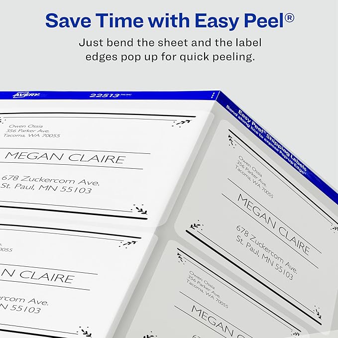 Avery Matte Frosted Clear Address Labels for Laser Printers, 3-1/3" x 4", 300 Labels, 5 Packs (5664)