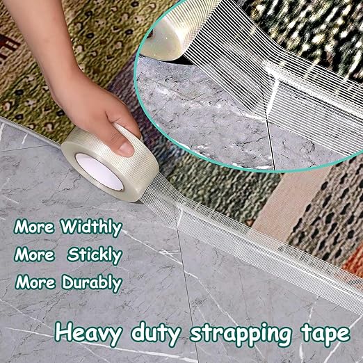 Valley'sYuMiao 3Pack, Mono Filament Strapping Tape, 2in×35yds, 105yds Total, Fiberglass Reinforced Packing, Heavy Duty Wearproof Tape, Extra Thickness 5.5 mils
