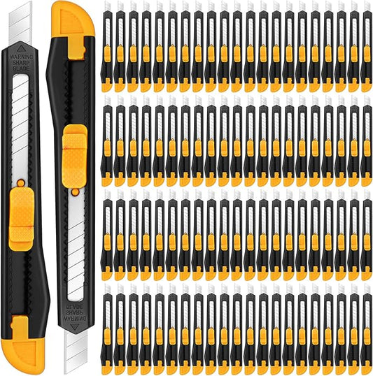 300 Pcs Box Cutters Retractable Utility Knife Office Supplies 9mm Wide Blade Cutter Compact Razor Knife for Home Use(Black)