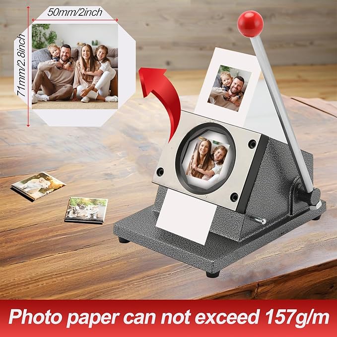 2x2in Square Fridge Magnets Badge Maker Machine DIY Photo Refrigerator Sticker Magnet Press Machine+Paper Cutter+100pcs Materials