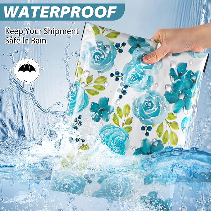 Oududianzi Poly Mailers 10x13, 100PCS Shipping Bags, Mailers Poly Bags, Mailing Envelopes Bags, Polymailer Packaging Bags for Small Business - Blue Rose