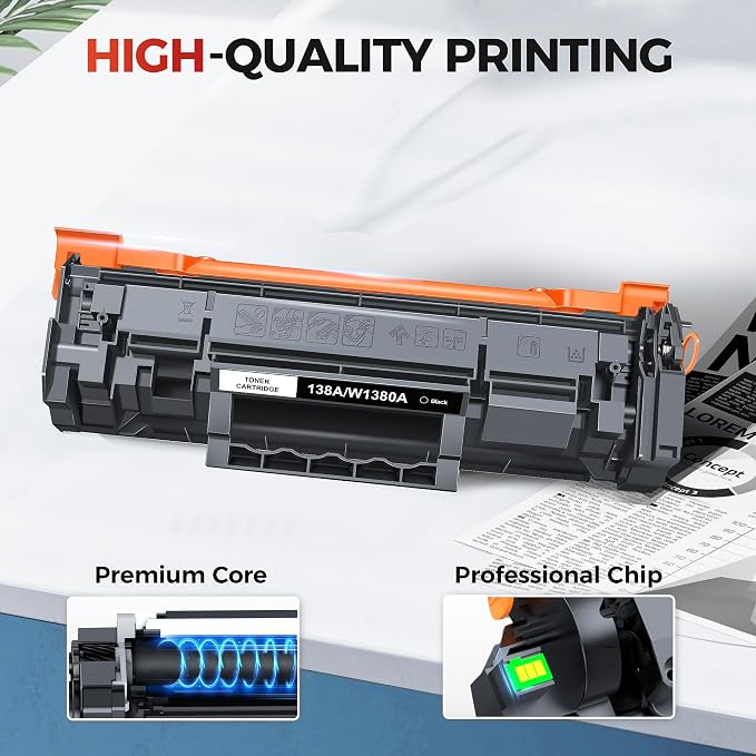 138A W1380A Black Toner Cartridge (with Chip) - W1380A 138X | Replacement for HP 138A W1380X Toner Cartridge Work for HP Pro 3001dw 3001fdw MFP 3101fdw Series Printer Ink ( 2-Pack )