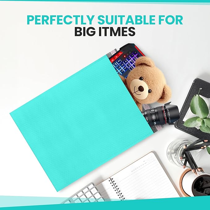 Teal Poly Bubble Mailers 14.50x20 Inch #7 | Self Seal Large Padded Envelopes | Air Cushioned Bubble Mailer | Usable Size 14.25x19 Inch | Waterproof Lightweight Mailing Shipping Bags | 15 Pack