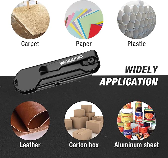 WORKPRO EDC Folding Utility Knife, Mini Box Cutter with Quick Open Axis Lock, Quick Change Blade Razor Knife, Foldable Small Pocket Knife with Belt Clip