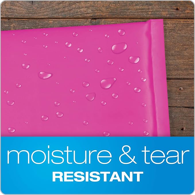 Quality Park Bubble Mailers, 8.25 x 11 Shipping Envelopes, Water Resistant Pink Poly Padded Envelopes, Redi-Strip Peel Off Closure, 25/Box (QUA85762)