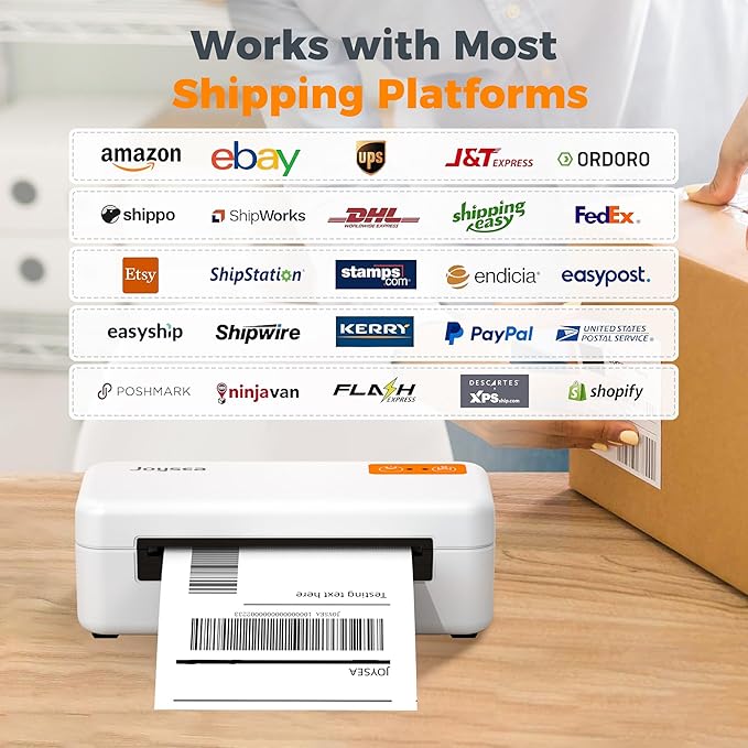 Joysea Bluetooth Shipping Label Printer, E41 Pro 4x6 Wireless Thermal Printer for Amazon, FedEx, USPS Labels, Compatible with iOS, Android, Windows Mac