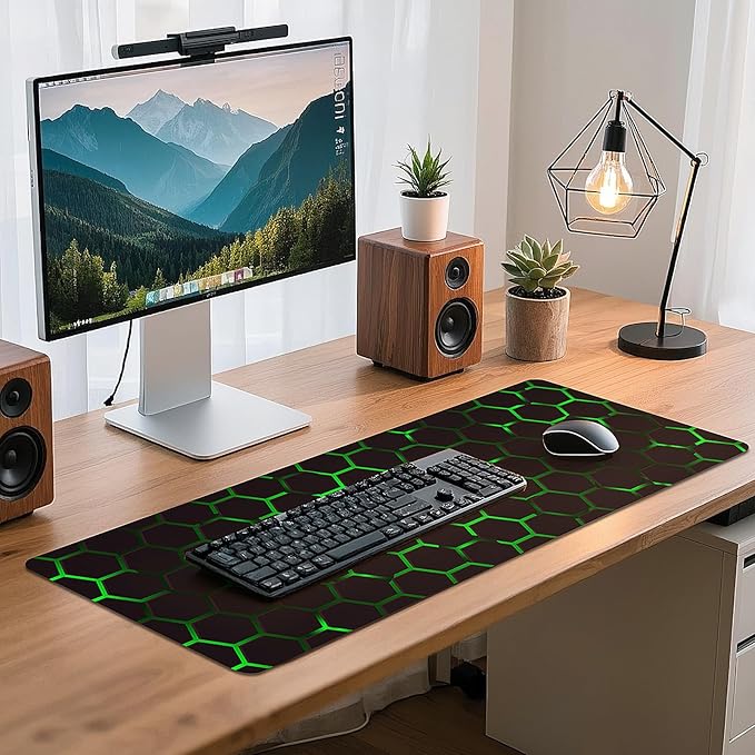 Gaming Mouse Pad - (31.5"×11.8") Honeycomb Large Mouse Pads for Desk - Desk Mat for Keyboard and Mouse with Non-Slip Base, Desks Pad Matfor Game/Office & Home