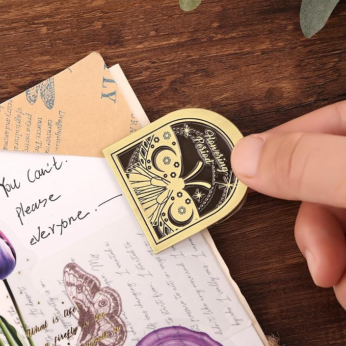 Dizdkizd Vintage Metal Clip for Journals, Planners, Notebooks, Brass Colored Book Clip Little Binder Clip for Page Holder, Book Mark - Butterfly